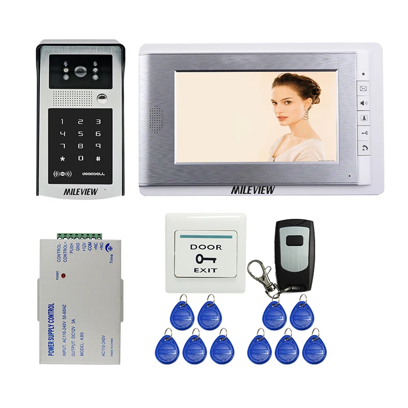 Бесплатная доставка 7 &quotЖК цветной экран видео домофон система + 700TVL HD открытый