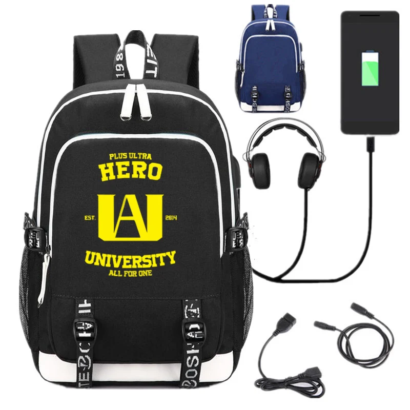 

New Anime My Hero Academia Backpack Unisex Black Shoulder Travel Laptop Bags Cartoon Kids Teens School Bags Bookbag Mochila Gift