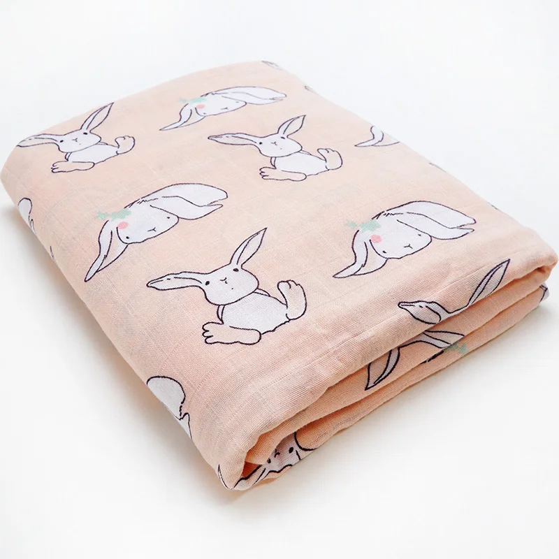 Rabbit Бамбуковое детское одеяло хлопок Мягкий новорожденных мультфильм животных пеленка с принтом Обёрточная бумага Bebe Multiuse детская ванночка Полотенца марлевый подгузник детская кровать - Цвет: Rabbit