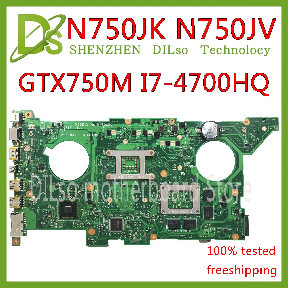 KEFU N750JV для ASUS N750JV N750JK материнская плата I7-4700HQ процессор GTX750 материнская плата для ноутбука REV2.0/2,1 тест материнской платы