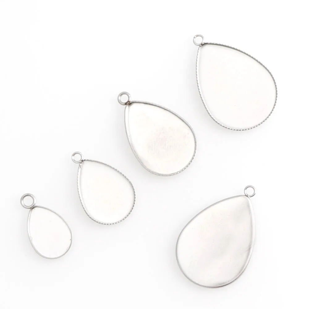 Ожерелье подвеска из нержавеющей стали в форме капли 10 шт. 4 размера основа