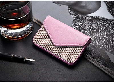 Pink 034CC Bisi goro,, модный, в горошек, бизнес, держатель для кредитных карт, на застежке, защитный банк, porte carte de visite, Женский кошелек для карт - Цвет: Pink 034CC