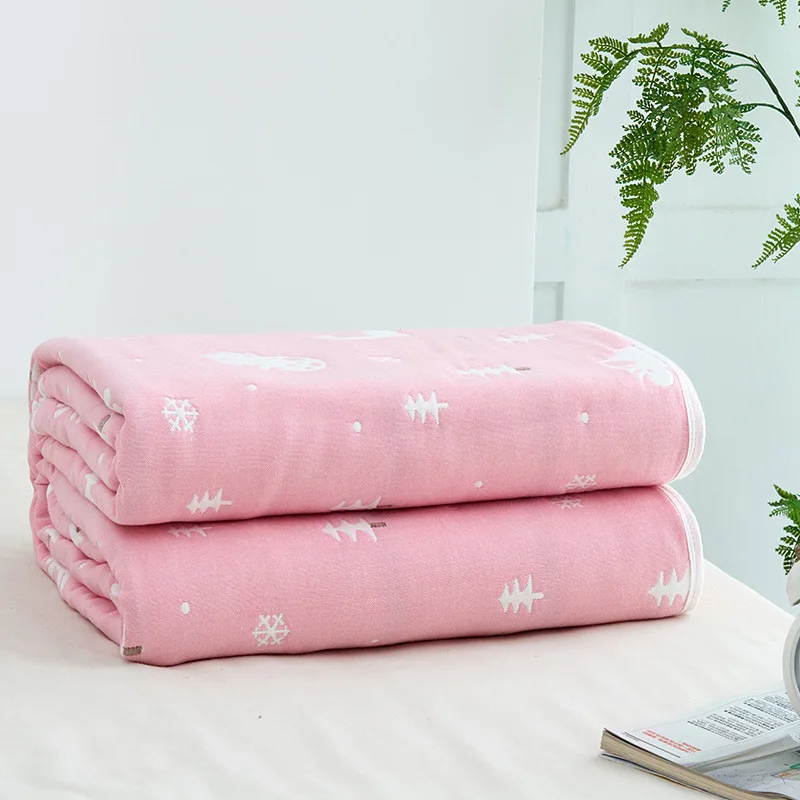 DINOSAUR PINK Детские одеяла для новорожденных Муслин Хлопок 6 слоев Толстая пеленка дети хлопчатобумажное одеяльце Детские обложки постельные принадлежности Детская ванна 90*100 см - Цвет: DINOSAUR PINK