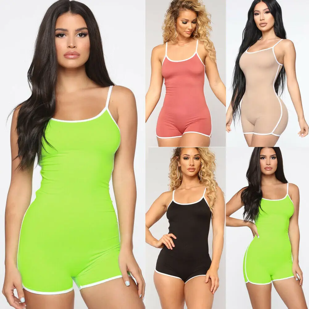 Женские летние повседневные без рукавов комбинезон в обтяжку Клубные колготки