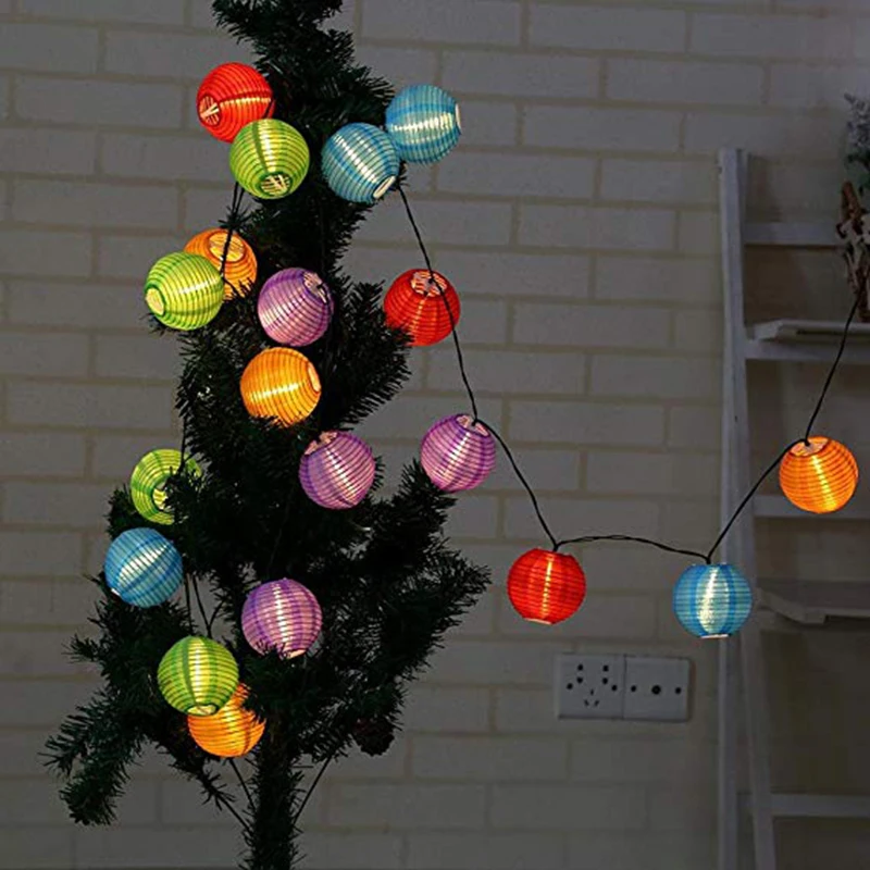 Lantern decoration 20 LED Solar String Lights Multi Color 4.8M Waterproof global ball string rope outdoor fairy holiday lighting | Лампы и