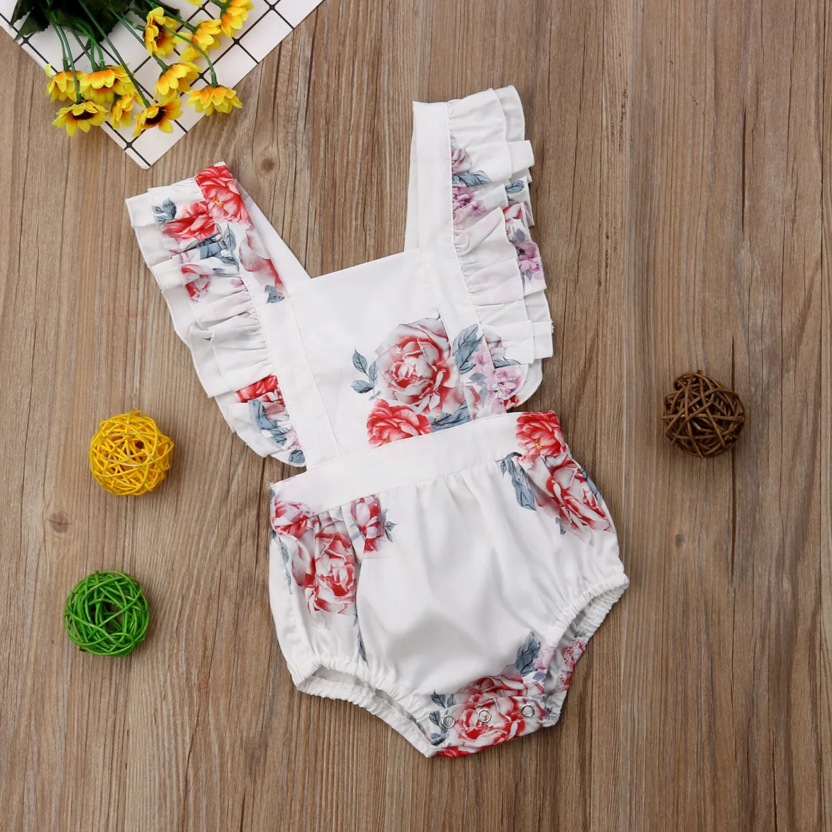 Детские комбинезоны с оборками для новорожденных девочек Милая одежда цветочным