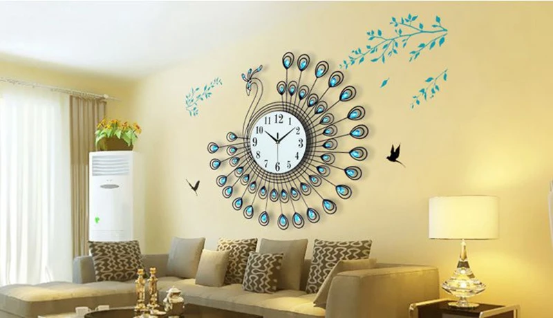 3D большие настенные часы Павлин современный дизайн домашний декор гостиная 47 шт