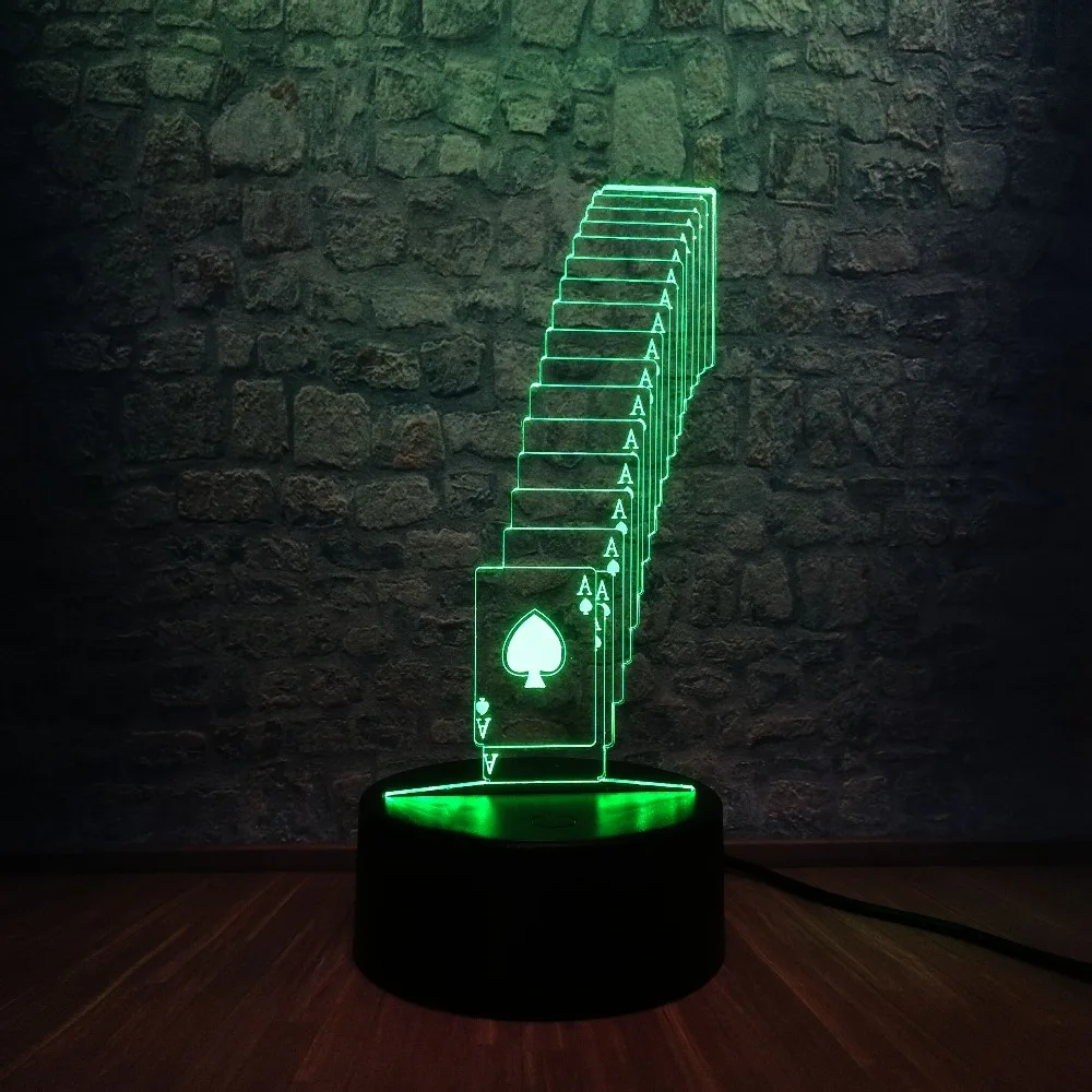 Creative Color Night Light 3D LED USB Magician Decorated Poker Spades A Bedside Table Lamp Decor Children Kids toy | Освещение