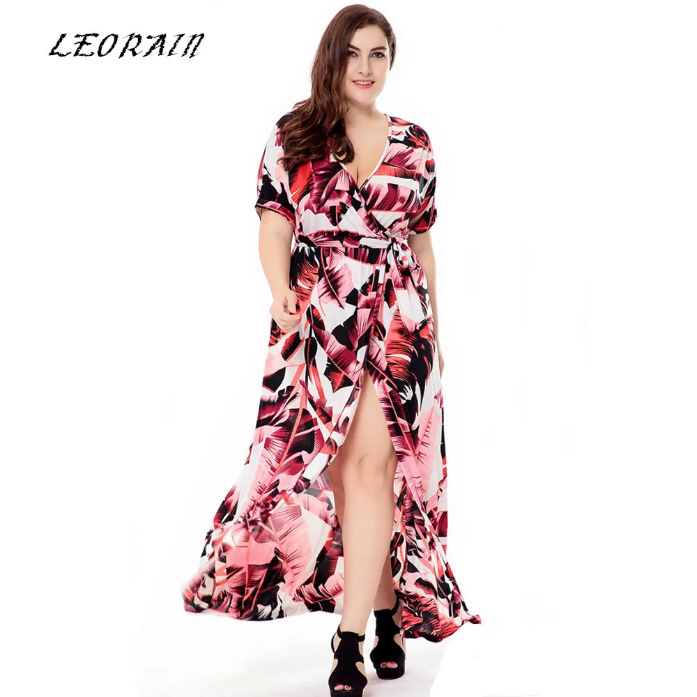 2017 Длинные Новые летние код печати пляжное богемное большой размер платье макси