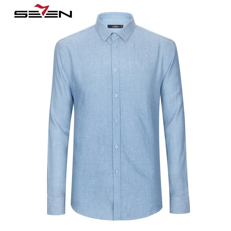 2019 брендовые новые льняные рубашки Seven7 мужские повседневные однотонные