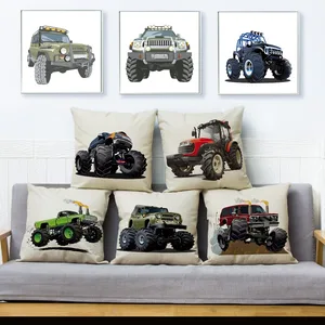 США мультфильм монстр грузовик автомобиль внедорожник шаблон наволочки льняные наволочки 45*45 см подушки Чехол Наволочка для домашнего декора чехол