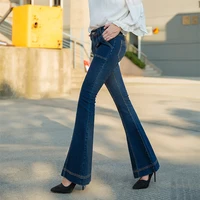 free shipping 2021 new fashion long jeans pants for women flare trousers plus size 25 30 denim autumn blue stretch jeans