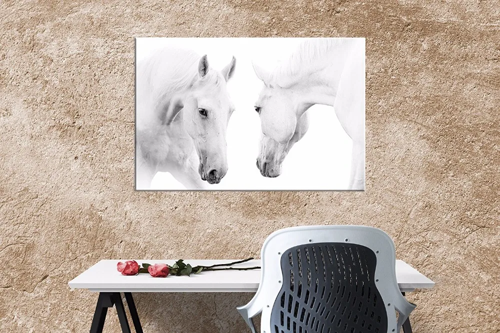 Современная Белая лошадь выглядит назад холст картины на холсте современное