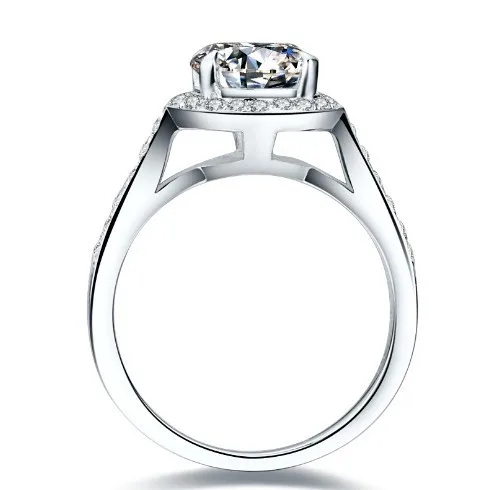 

Solid 18K 750 White Gold Engagement Ring 1.5Ct Test Positive Moissanite Ring for Women C&C Certificate