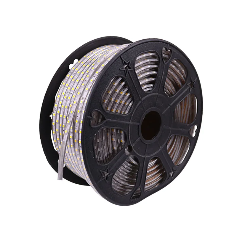 220V 100m светодиодная лента SMD 5050 гибкая IP67 водонепроницаемая 3000K 6000K теплый белый