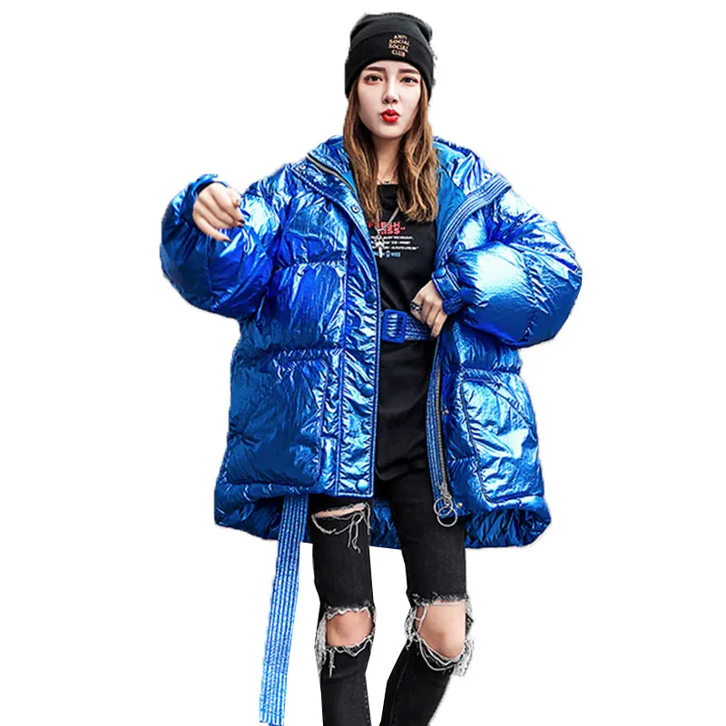 Blue Новое пальто куртки Новая модная зимняя куртка женская толстая пуховая Парка женская зимняя теплая хлопковая куртка для женщин Водонепроницаемая 172 - Цвет: Blue