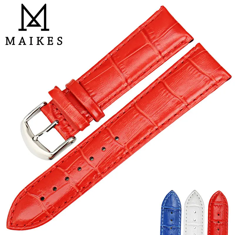 Ремешок MAIKES из натуральной кожи для наручных часов белый браслет CASIO аксессуары 16