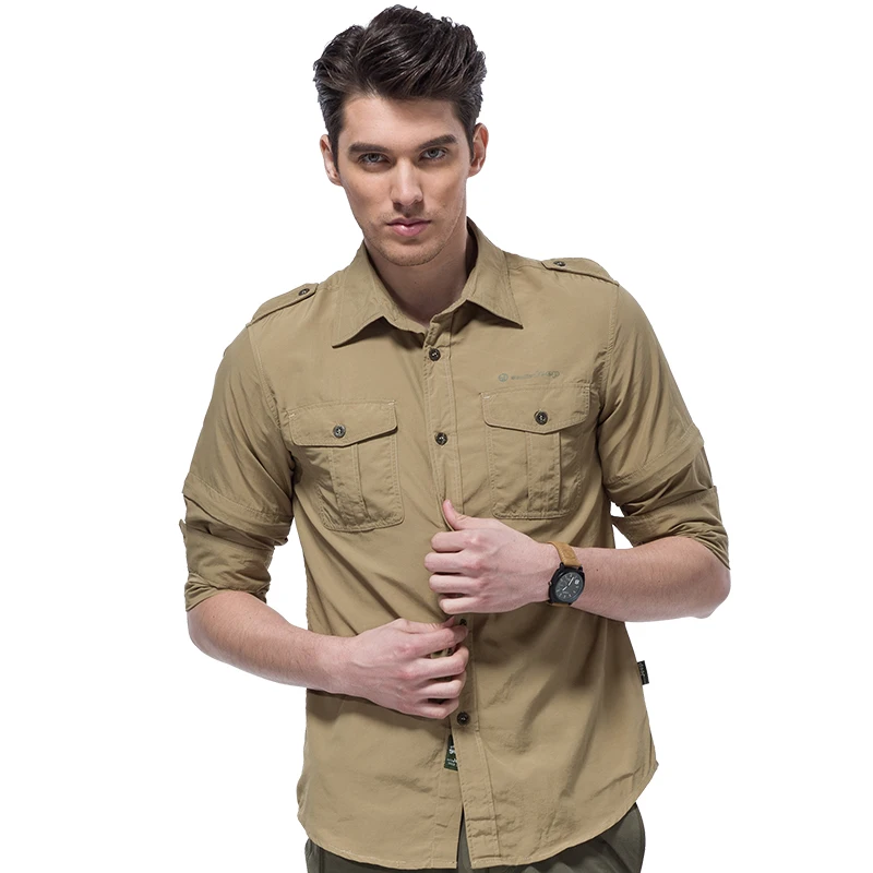 Мужская Летняя быстросохнущая тактическая рубашка с коротким рукавом|Походные