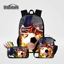 Dispalang 3Pcs/set School Backpacks Soccer Print Schoolbag for Teenager Cooler Bag Kids Pencil Bag Rucksack Moclila Shoulder Bag