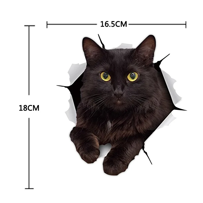 Новинка, 3D стикер на стену с кошкой и собакой, для ванной, туалета, детской комнаты, декоративные наклейки на стены, наклейка на холодильник, водонепроницаемый плакат