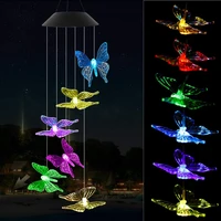 outdoor solar light color change led solar wind chime six butterfly waterproof for home garden yard patio decoration solar lamp
