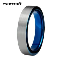 6mm mens womens wedding band blue tungsten carbide ring matte surface blue comfortable inner face style