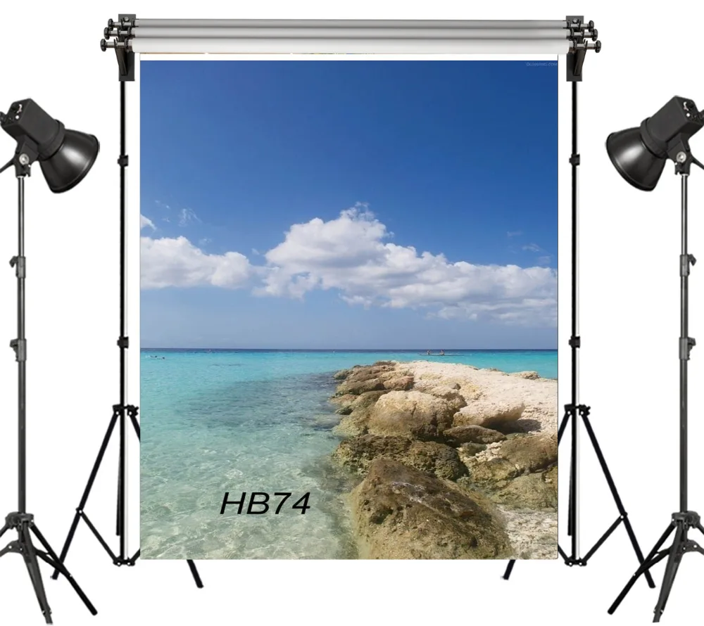 

5X7FT LB виниловый красивый морской риф Shoal голубое небо белые облака студийный фон фотография Опора фотографического фона