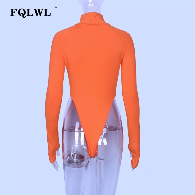 FQLWL, длинный рукав, черный сексуальный боди, женский комбинезон, Топики, обтягивающий, зеленый, водолазка, боди, осенний, Облегающий комбинезон для женщин игровая одежда