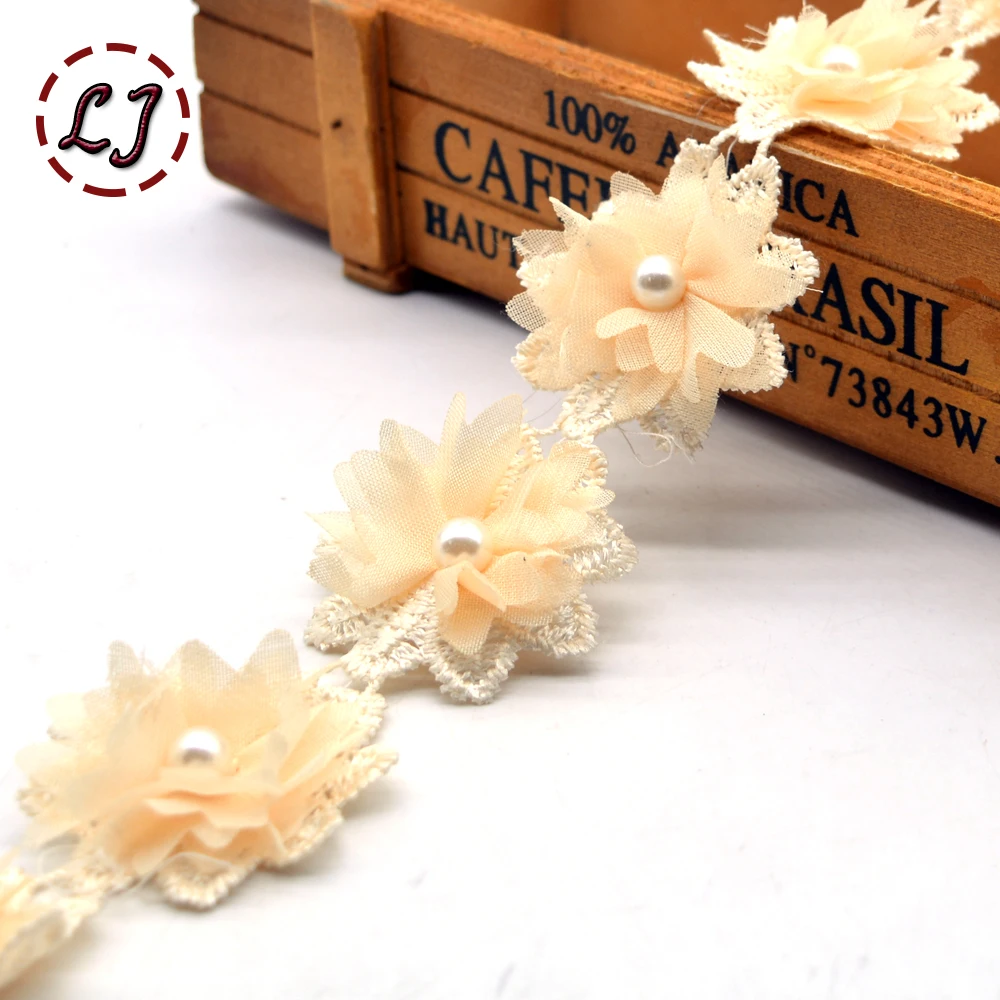 Новая мода 1 ярд/партия плетеная жемчужная цветная Цветочная вышитая кружевная