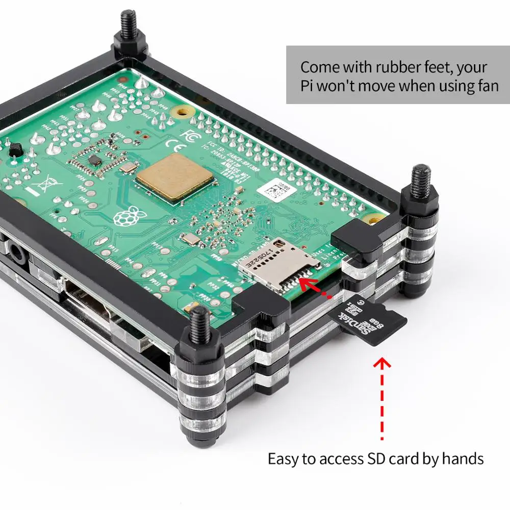 SunFounder Raspberry Pi 3 B + чехол акриловый с вентилятором 5 В 2 А блок питания для модели 3B