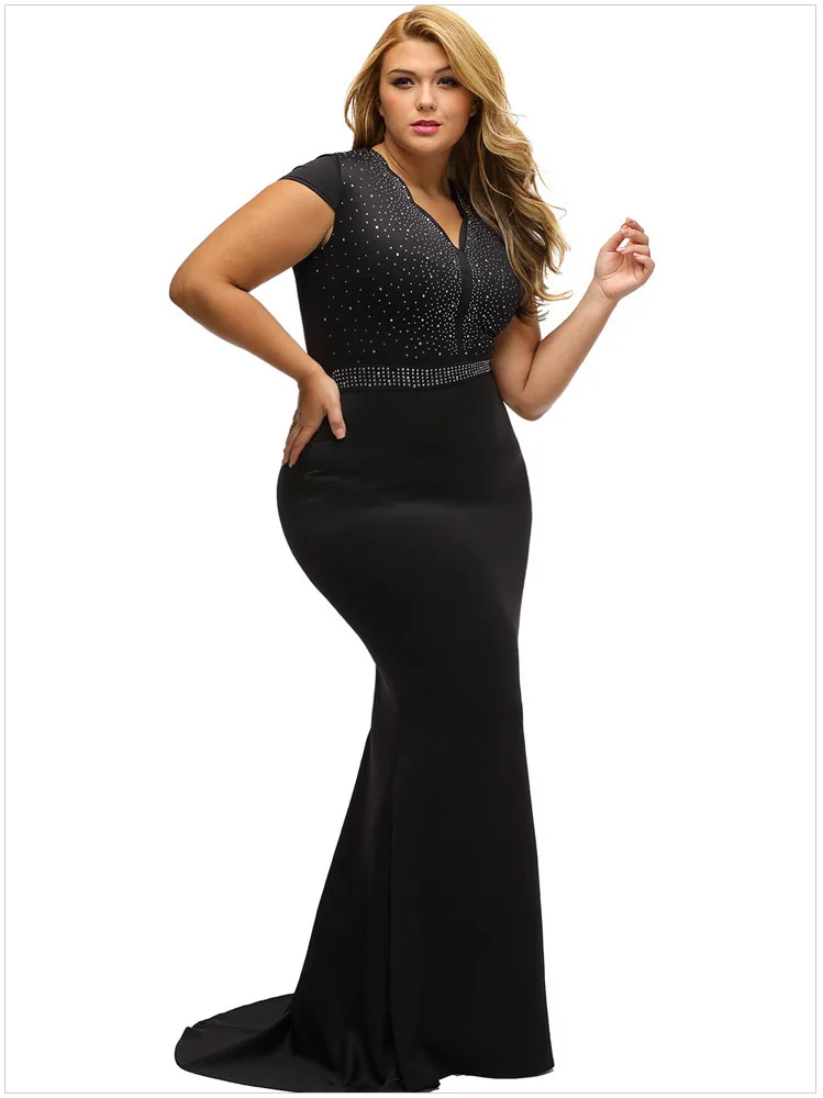 Сексуальная черная Русалка вечернее платье 2019 плюс размер элегантное v образным