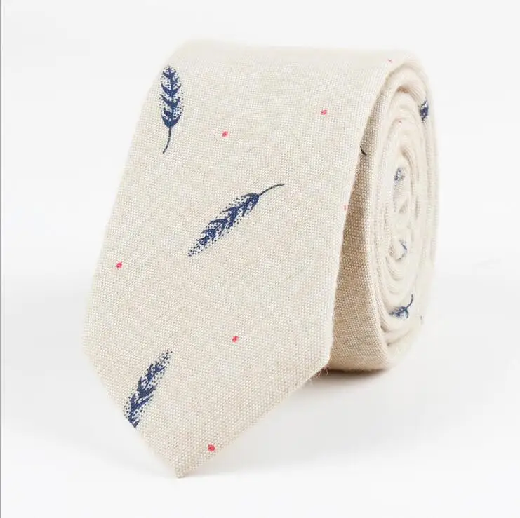 10 RBOCOTT Мужская мода Птица галстук хлопок Галстуки 6 см с принтом листьев Тонкий Галстук Серый Синий перо Узкие галстуки красный для мужчин свадебные - Цвет: 10