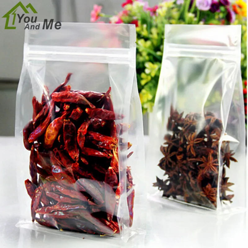 

50pcs Clear Stand Up Resealable Zipper Zip Lock Food Packaging Bag Retail Package Kitchen Storage Bags