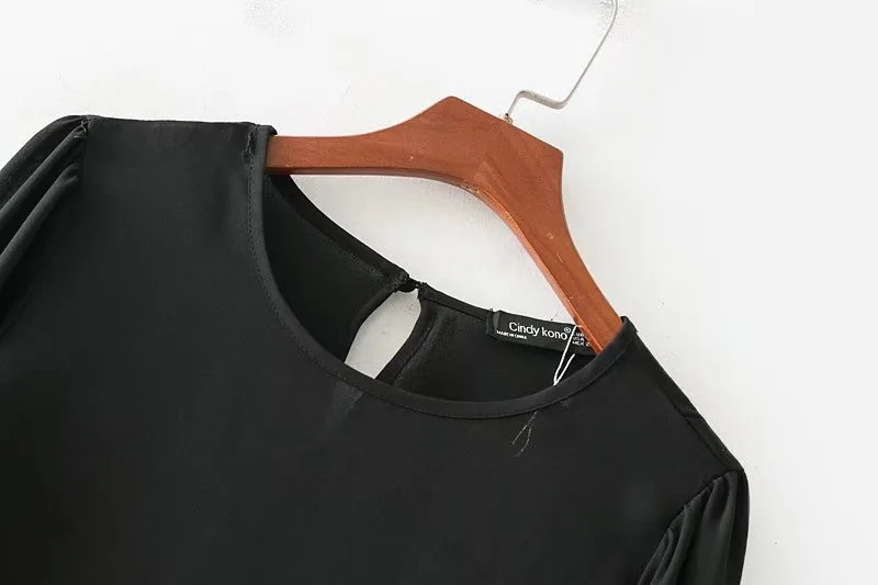 VOGUEIN женская черная/белая Цветочная вышивка с длинным рукавом английская блузка