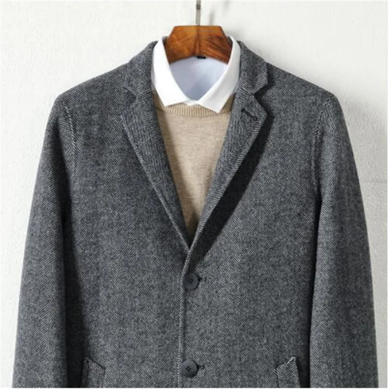 Новинка осени 2017 мужские шерстяные куртки Тренч Мужская ветровка шерстяное