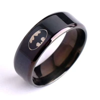 simple cool men black 8mm logo stainless steel male finger ring party fashion jewelry ring usa 6 14
