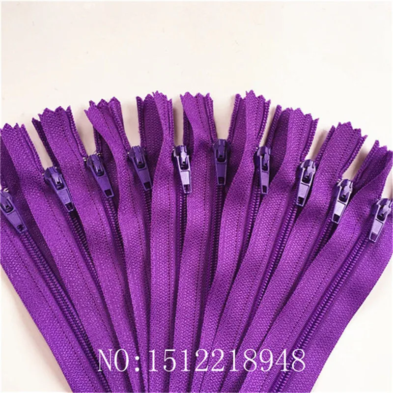 purple 10-100 шт 3# закрытый конец нейлоновые катушки молнии портной Швейное Ремесло(22 дюйма) 55 см Crafter's& FGDQRS(20/цвет U PICK - Цвет: purple