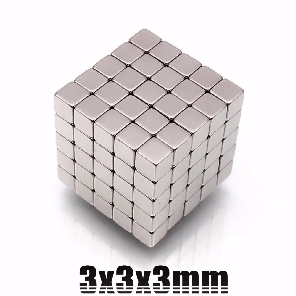 20/50/100 шт. 3x3x3 неодимовый магнит маленький магнитный съемник для жестких бирок для электронного отслеживания товара, постоянных магнитов 3 мм N35 Магнитный бак куб квадратный 3*3*3