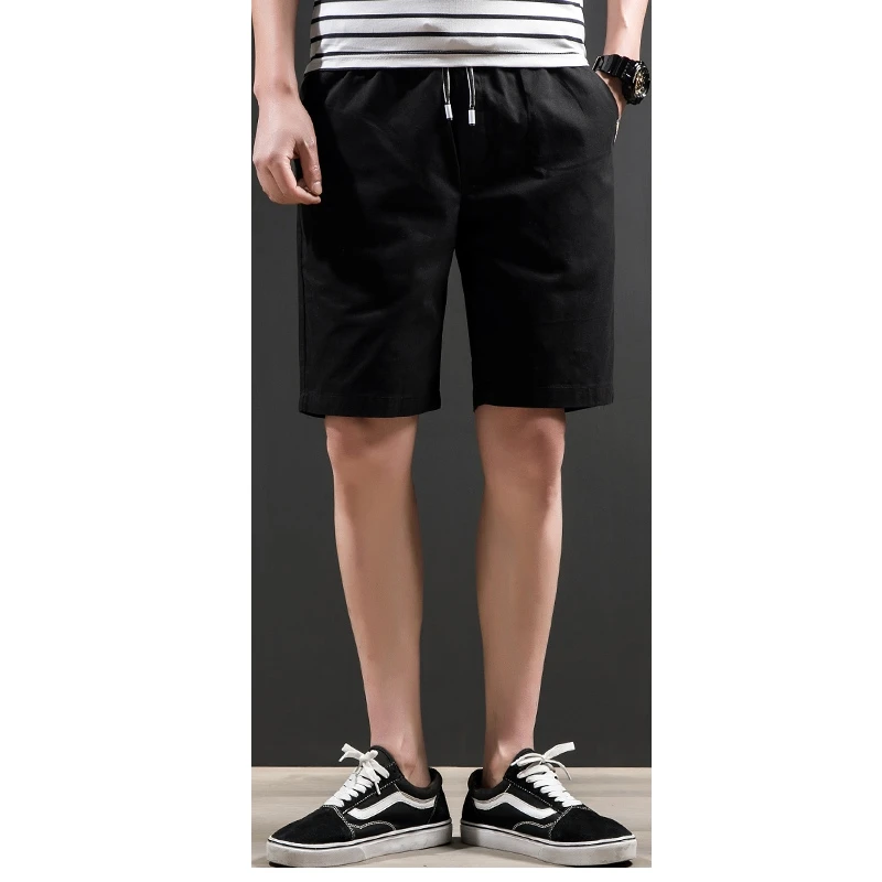 

2019 Summer New Cotton Shorts Loose Men's Casual Shorts Black Blue Drawstring Waist Bermuda Shorts Men Plus Size 4xl