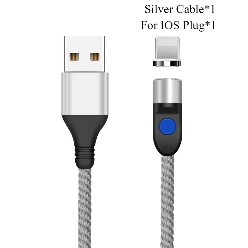 For IOS Plug Silver Круглый Магнитный кабель GREENPORT для iphone, lightning, xs, 3A, быстрая зарядка, Тип C, Micro Usb шнур для samsung S9, кабели для мобильных телефонов - Цвет: For IOS Plug Silver