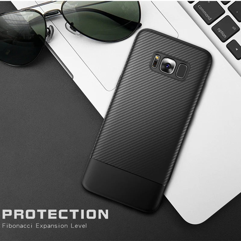 Toraise For Samsung galaxy S8 Case Carbon Fiber Ultra Thin Silicone Soft TPU for Plus Phone Cover Galaxy |