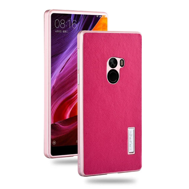 rose Супер Роскошный Xiaomi mi x чехол с металлической рамкой+ перекрестный узор из натуральной кожи чехол для Xiaomi mi x Жесткий противоударный чехол для телефона s сумка - Цвет: rose