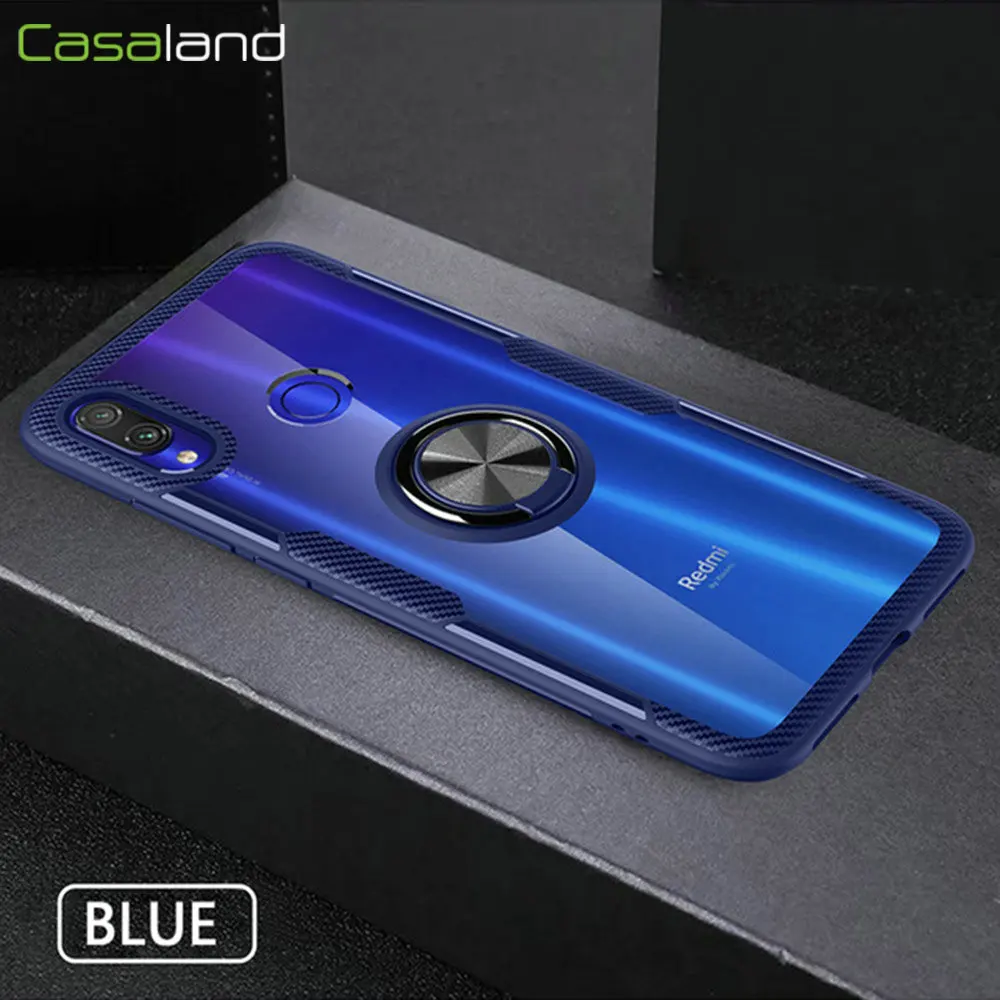 For Xiaomi Redmi Note 7 Note7 Pro Transparent Magnet Car Holder Case Ring Cover Cases |