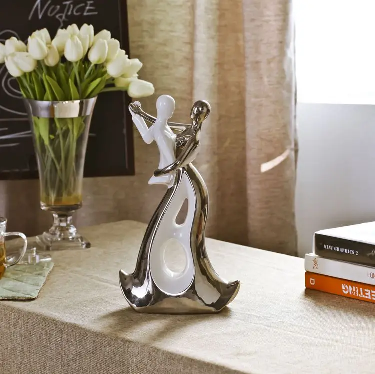 Белые серебряные керамические влюбленные домашний декор украшение для комнаты