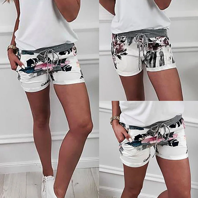 Summer Hot Short Casual elastic waist cotton blend women's shorts Floral self-cultivation mujer | Женская одежда