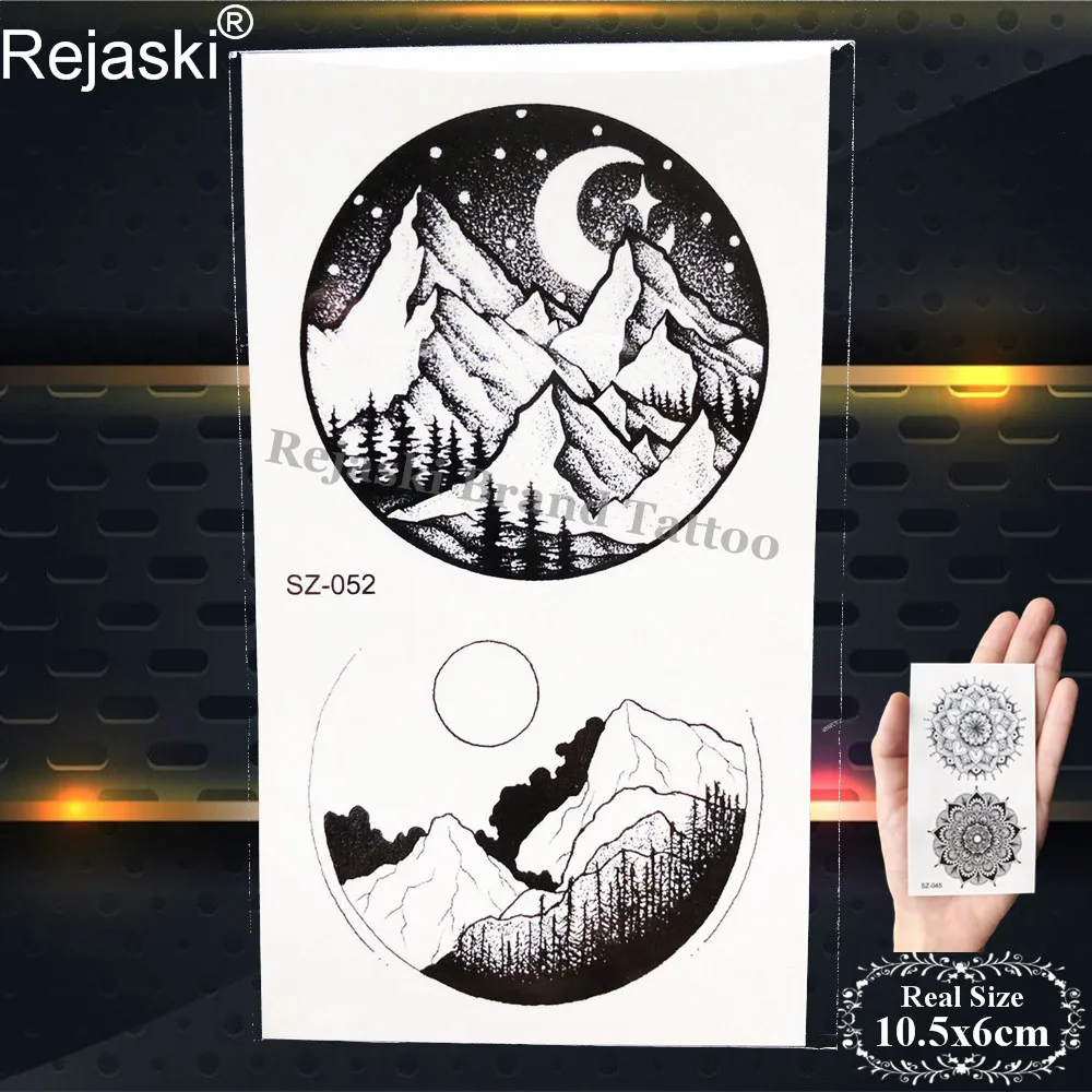 Геометрические круглые татуировки Rejaski наклейки для женщин искусство на руку