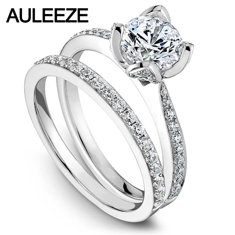 Кольца с цветами, ювелирные украшения, 1CT, Moissanites, обручальные кольца, набор, 14 K, кольца из розового золота, искусственный бриллиант, Свадебный комплект невесты