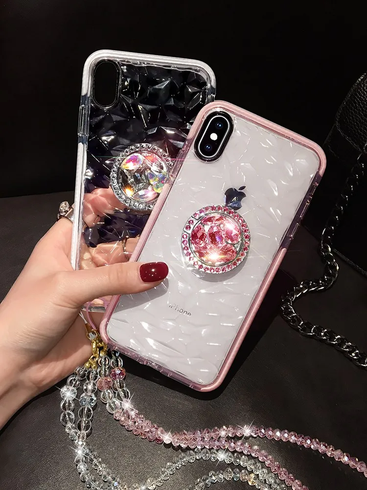 Роскошный держатель с кристаллами для iphone S 6 7 8 plus X XR MAX samsung galaxy S8 9 10plus Note8 capa |