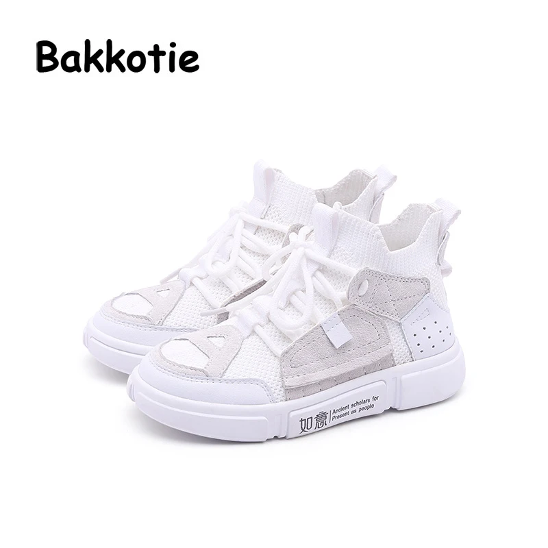 Bakkotie/ г. Весенняя модная новая детская спортивная обувь без шнуровки; детские брендовые повседневные кроссовки для маленьких мальчиков; мягкий сетчатый черный тренажер для девочек