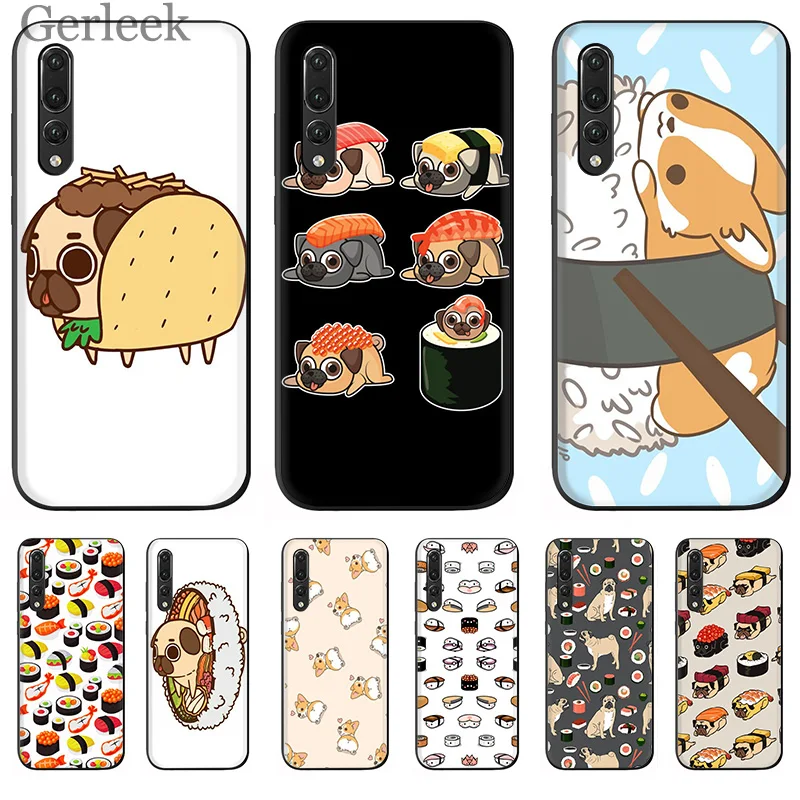 Мобильный телефон чехол Sushi Pug новинка Fundas для Huawei P Smart P30 P8 P9 P10 P20 Lite Pro